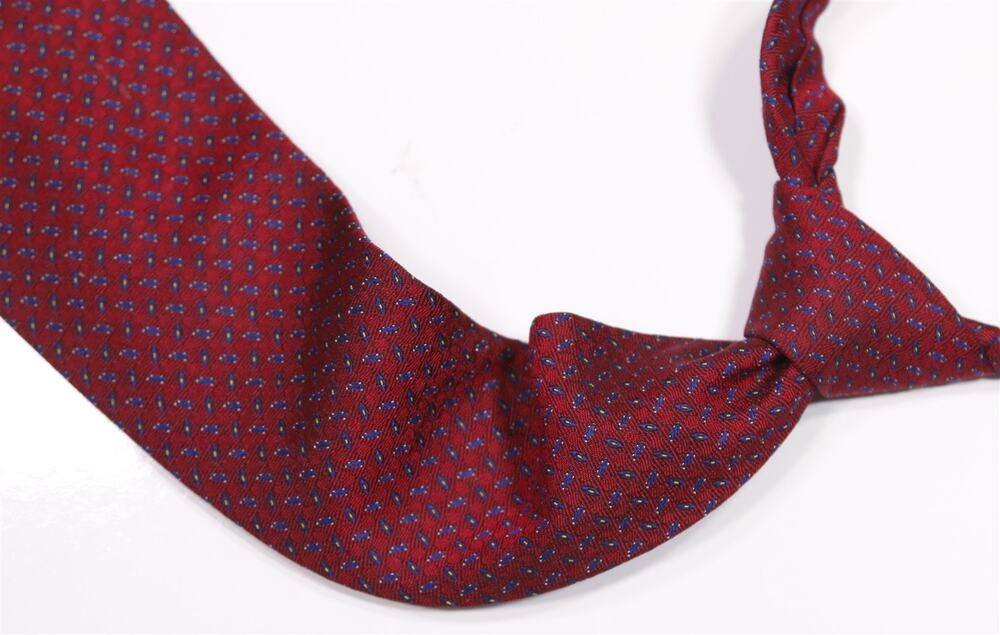 Polo Ralph Lauren Red Blue Woven Silk Necktie Tie Made in USA